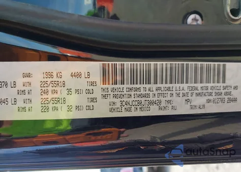 2018 Jeep Compass Limited Fwd from USA, damaged, VIN 3C4NJCCB0JT300420